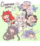  6+girls :3 :p animal_ears bangs bell bell_collar black_hair black_lilith blonde_hair blue_eyes blue_hair blush_stickers braid breasts brown_eyes brown_hair bulga cat_ears cat_girl chibi collar cs_perrault dog_ears dog_girl dog_tail dress english_text fang fenrir_(last_origin) full_body green_background gun hachiko_of_castling handgun hat heart heterochromia highres huge_breasts last_origin long_hair looking_at_viewer maid_headdress multicolored_hair multiple_braids multiple_girls pistol poi_(last_origin) purple_eyes red_hair silver_hair simple_background snow_feather spoken_heart spoken_sweatdrop sweatdrop tail tongue tongue_out two-tone_hair very_long_hair weapon wings wolf_ears wolf_girl wolf_tail yellow_eyes 