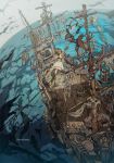  anchor boat demizu_posuka fish ocean original rat reaching_out sailing ship skull watercraft 