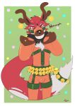  &lt;3 2020 451:640 abstract_background anthro antlers bdsm bell bodysuit bulge canid canine christmas clothed clothing costume digital_drawing_(artwork) digital_media_(artwork) dipstick_tail fox fur glistening harness hi_res holidays horn jingle_bell male mammal multicolored_body multicolored_fur multicolored_tail muzzle_(object) muzzled poiuytrew red_body red_eyes red_fur reindeer_costume rubber rubber_suit simple_background skinsuit solo text tight_clothing two_tone_body two_tone_fur white_body white_fur xavier_(foxsinz) 