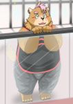  2020 anthro belly blush bottomwear brown_body brown_fur clothing fur hi_res humanoid_hands kemono kiyo male mammal overweight overweight_anthro overweight_male pants solo young 