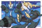  blush bodily_fluids duo female feral hi_res legendary_pok&eacute;mon lying male male/female nintendo on_back open_mouth pok&eacute;mon pok&eacute;mon_(species) samurott sweat teeth vavacung video_games zekrom 