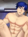  1boy abs absurdres bara body_hair boku_no_hero_academia breasts glasses hetero highres iida_tenya looking_at_viewer male_focus manboobs manly muscle pectorals pov self_upload sex shirtless short_hair smile sshu 