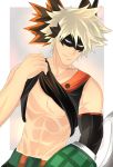  1boy abs absurdres bakugou_katsuki body_hair boku_no_hero_academia hetero highres male_focus manboobs manly muscle pectorals shirtless short_hair smile sshu 