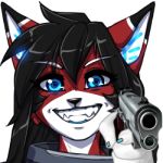  1:1 alpha_channel anthro ara delet_this domestic_cat felid feline felis female fluff-kevlar gun holding_gun holding_object holding_weapon humor low_res mammal meme ranged_weapon reaction_image smile smiling_at_viewer weapon 