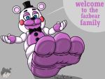  2019 3_toes 4:3 4_fingers animatronic anonymous anthro balls barefoot big_feet blue_eyes bodily_fluids bow_tie clothing dialogue duo english_text erection feet fingers five_nights_at_freddy&#039;s foot_fetish foot_focus freddy_fazbear&#039;s_pizzeria_simulator genitals grey_background grey_body half-closed_eyes hat headgear headwear helpy_(fnaf) humanoid humanoid_genitalia humanoid_penis looking_down lying machine male male/male male_focus mammal micro multicolored_body narrowed_eyes nude on_back on_ground penis purple_body robot round_ears shadow simple_background size_difference smashcuenta123 smile speech_bubble sweat sweaty_feet teeth text toes top_hat ursid video_games white_body 