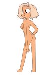 2020 absurd_res adventure_time anthro aunt_maire blonde_hair breasts bronwyn butt canid canine canis cartoon_network domestic_dog female fur hair hi_res horn mammal nipples nude rainicorn side_boob simple_background solo standing tan_body tan_fur white_background 