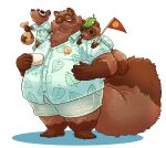  2020 animal_crossing anthro bottomwear brown_body brown_fur canid canine clothing fur group hi_res leaf male mammal money_bag nintendo obese overweight overweight_male raccoon_dog rotundfox shirt shorts simple_background tanuki timmy_nook tom_nook_(animal_crossing) tommy_nook topwear video_games white_background 