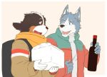  2020 anthro bernese_mountain_dog black_body black_fur brown_body brown_fur canid canine canis clothing domestic_dog duo fur humanoid_hands inuryu kemono male mammal molosser mountain_dog scarf simple_background sweater swiss_mountain_dog topwear white_body white_fur 