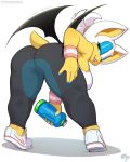  4:5 anthro bent_over big_breasts big_butt breasts butt chiropteran female krokobyaka looking_back mammal rouge_the_bat simple_background solo sonic_the_hedgehog_(series) 