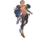  1boy abs blue_hoodie collarbone fingerless_gloves full_body gloves goggles granblue_fantasy hood hoodie jacket joel_(granblue_fantasy) male_focus muscle navel obliques official_art open_clothes open_jacket slim toned toned_male white_hair 