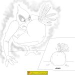 1:1 4_fingers absurd_res angry anthro avian ball ball_transformation beak bird butt falco_lombardi feathers fingers hi_res kanada male nintendo patreon signature size_transformation star_fox tail_feathers teeth transformation video_games what where_is_your_god_now why 