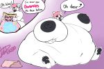  anthro breasts candy danny_(lepidusdelsol)_(character) dessert english_text food fur hair hyper male mammal nipples overweight overweight_anthro overweight_male pink_hair polar_bear smallestdino solo text thick_thighs ursid ursine weight_gain wide_hips 