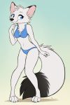  2020 4_toes 5_fingers anthro blue_eyes breasts canid canine claws digital_media_(artwork) feet female fingers fox hi_res mammal midriff navel paws sepiapaws simple_background smile solo toe_claws toes 