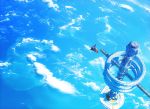  above_clouds blue_theme commentary day dofresh english_commentary highres negative_space official_art outdoors science_fiction singularity&#039;s_children space_craft space_station wide_shot 