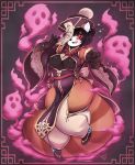  2018 ailurid anthro areola asian_mythology big_breasts biped black_hair breasts chinese_mythology clothed clothing curvy_figure digital_media_(artwork) east_asian_mythology female hair hi_res jiangshi looking_at_viewer mammal mythology red_eyes red_panda ringtail secretly_saucy short_hair slightly_chubby smile spirit thick_thighs undead voluptuous wide_hips 