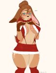  anthro breasts cervid chocolate_bunnie christmas christmas_clothing clothing female hi_res holidays mammal solo 