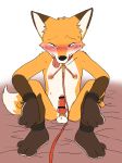  2020 animal_genitalia animal_penis balls canine_penis censored erection genitals ineffective_censorship kemono knot leash male manmosu_marimo nude penis senior_fox simple_background sitting solo tongue tongue_out white_background 