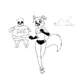  1:1 anthro duo female human hybrid male mammal monochrome overweight running sportswear tama-tama unknown_artist 