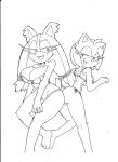  5_toes amy_rose anthro badger big_breasts bikini breasts butt cleavage clothed clothing digital_media_(artwork) duo eulipotyphlan female female/female fur hair hedgehog hi_res mammal monochrome mustelid musteline open_mouth sonic_boom sonic_the_hedgehog_(series) sticks_the_jungle_badger superbunnygt swimwear toes video_games 