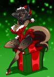  2019 anthro armwear big_breasts black_body black_fur black_hair black_nose black_spots breasts brown_body brown_fur charo_corduroy chest_tuft christmas christmas_clothing christmas_headwear cleavage clothed clothing curvaceous curvy_figure digital_media_(artwork) dreaj1 dress elbow_gloves female footwear fur fur_trim_(clothing) gloves hair handwear hat headgear headwear hi_res high_heels hip_tuft holidays hyaenid inner_ear_fluff looking_at_viewer mammal mistletoe mistletoe_in_cleavage multicolored_body multicolored_fur multicolored_tail neck_tuft nightgown one_eye_closed ooo-belise-ooo plant present_box red_clothing red_hat red_headwear ruff santa_hat seductive shoes sitting smile solo spots spotted_body spotted_fur spotted_hyena strapless_clothing strapless_dress tuft two_tone_body two_tone_fur voluptuous wide_hips wink yellow_eyes 