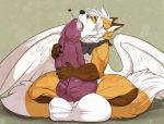  anthro awkore balls big_balls big_penis booshie canid canine canis cock_transformation cum_leaking duo fox genitals huge_penis hyper hyper_genitalia hyper_penis knot licking male male/male mammal penis possumfox tongue tongue_out transformation wings wolf 
