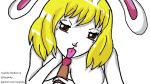  blonde_hair bunny carrot_(one_piece) censored furry licking licking_penis nude one_piece penis ryujinky tongue tongue_out uncensored white_background 