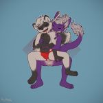  anal anal_penetration anthro clothing dragon duo from_behind_(disambiguation) hi_res hug jockstrap male male/male male_penetrated male_penetrating male_penetrating_male mammal on_lap penetration procyonid raccoon skymafia underwear 