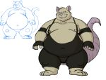  2020 anthro belly humanoid_hands male mammal moobs murid murine nipples overweight overweight_anthro overweight_male rat rodent simple_background solo usikuma6 white_background wrestling_singlet 