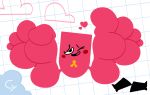  &lt;3 ambiguous_gender animate_inanimate big_feet blush cyanu feet foot_focus hi_res huge_feet hyper hyper_feet nintendo not_furry simple_background sitting smile snipperclips solo toes video_games 