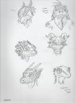  ambiguous_gender anthro crested_gecko dewlap_(anatomy) ear_piercing gecko gular_flap horn iguanid jewelry kobold lanwin lizard looking_at_viewer monochrome piercing reptile scales scalie signature simple_background sleeping smile traditional_media_(artwork) white_background 