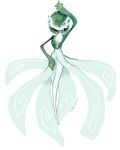  commentary english_commentary full_body gardevoir gen_3_pokemon green_eyes green_hair green_theme memookami pokemon simple_background solo standing transparent_background white_background 