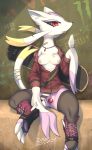  anthro bandage breasts clothing clothing_pull female footwear genitals hi_res jewelry legwear mienshao necklace nintendo nipples object_in_pussy panties panty_pull pok&eacute;mon pok&eacute;mon_(species) pussy red_clothing shoes sitting skateboard solo thigh_highs underwear underwear_pull vaginal video_games zinfyu 