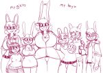  anthro belle_(mcsweezy) belt benedict_(mcsweezy) big_breasts breasts cleavage clothed clothing daughter dog_tags dress eyewear family family_photo female glasses granbun group hi_res lagomorph leporid male mammal marie_(mcsweezy) mcsweezy mother mother_and_child mother_and_daughter mother_and_son nea_(mcsweezy) parent parent_and_child rabbit sam_(mcsweezy) size_difference smile son stone_(mcsweezy) sweater thick_thighs topwear wide_hips 