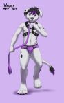  2014 anthro bdsm bondage bound briefs bulge canid canine canis clothing collar dalmatian domestic_dog harness hi_res leash light_bondage male mammal petplay roleplay smiling_at_viewer solo teenager underwear wagnermutt young 
