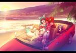  anthro beach canid canine car choppah clothing domestic_cat duo feeling_up felid feline felis fondling footwear fox hi_res high_heels leona_(aka)_little_one male male/male mammal redsunatdawn seaside shoes sledge sunset vehicle 