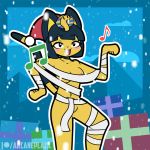  animal_crossing animated ankha_(animal_crossing) arcaneplaza bandage blue_hair blush body_wraps bottomwear breasts capreoline cervid christmas christmas_clothing christmas_headwear clothing convenient_censorship covering covering_crotch covering_pussy dancing fangs felid feline female fur gift gift_box hair happy hat headgear headwear holidays leg_wraps loincloth mammal musical_note nintendo nipple_slip nipples nude open_mouth patreon pyramid reindeer santa_hat sleigh snow snowing video_games wraps wrist_wraps yellow_body yellow_fur 