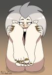  barefoot blush disney eda_(the_owl_house) feet female foot_focus hi_res humanoid humanoid_pointy_ears looking_at_viewer mrchasecomix nails not_furry nude solo the_owl_house toenails 