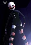  ambiguous_gender animate_inanimate black_body blood bodily_fluids button_(fastener) creepy_smile doll e-c98 empty_eyes five_nights_at_freddy&#039;s five_nights_at_freddy&#039;s_2 hi_res humanoid lipstick living_doll long_arms long_legs makeup multicolored_body nightmare_fuel not_furry puppet_(fnaf) red_cheeks smile solo stripes video_games watermark white_face white_stripes 