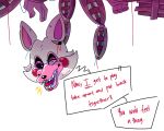  2018 alpha_channel animatronic anthro canid canine dialogue e-c98 english_text exposed_endoskeleton five_nights_at_freddy&#039;s five_nights_at_freddy&#039;s_2 fox girly heterochromia lipstick looking_at_viewer machine makeup male mammal mangle_(fnaf) open_mouth open_smile red_cheeks robot simple_background smile solo speech_bubble talking_to_viewer text transparent_background video_games white_body wire 