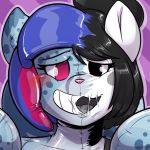  beret black_hair blush clothing domestic_cat equid equine fan_character felid feline felis female hair hat headgear headwear helixjack horse inflatable izzy_(oc) mammal mew_(helixjack) mime pony pool_toy rubber solo transformation 