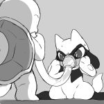  2020 anthro duo manmosu_marimo monochrome nintendo pok&eacute;mon pok&eacute;mon_(species) riolu sitting standing tube video_games 