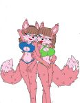  anthro archie_comics big_breasts bikini blue_eyes breasts canid canine canis clothing digital_media_(artwork) english_text female fur group hair incest_(lore) leeta_wolf_(character) lyco_wolf_(character) mammal pink_body pink_fur sibling sonic_the_hedgehog_(archie) sonic_the_hedgehog_(comics) sonic_the_hedgehog_(series) superbunnygt swimwear text twins wolf 