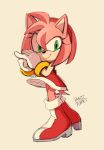  2019 accessory amy_rose anthro boots clothing eulipotyphlan female footwear gloves green_eyes hair_accessory hairband handwear hedgehog mammal panic-puppet signature smile solo sonic_the_hedgehog_(series) video_games 