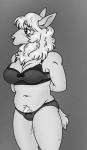  2020 anthro beastars belly bovid bra breasts caprine cleavage clothed clothing domestic_sheep female front_view greyscale hands_behind_back hi_res looking_away mammal merino_sheep monochrome panties portrait pubes sebun_(beastars) sheep slightly_chubby solo spicedpopsicle three-quarter_portrait underwear underwear_only 