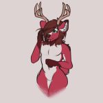  1:1 anthro antlers cervid cervine girly green_eyes hair hi_res honey_(stagshack) horn long_hair male mammal nude solo stagshack thick_thighs tongue tongue_out wide_hips 
