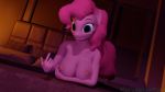  16:9 3d_(artwork) anthro artist_marianokun bed breasts digital_media_(artwork) female fluffy fluffy_tail friendship_is_magic furniture hand_on_breast happy hasbro hi_res looking_at_viewer my_little_pony pinkie_pie_(mlp) solo widescreen 