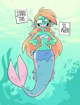  absurd_res breasts dialogue female fish hair herny hi_res hopping_gills marine merfolk non-mammal_breasts open_mouth orange_hair priscilla_anchorstream solo speech_bubble text underwater water 