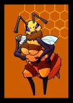  angry anthro arthropod bee black_border border bumble_bee_(species) chubby_female female fluffy hi_res honeybun humanoid hymenopteran insect multi_arm multi_limb simple_background sk8th solo wings 