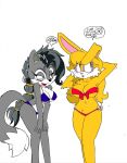  anthro archie_comics big_breasts bikini blush breasts bunnie_rabbot canid canine canis clothed clothing colored duo female fur hi_res lagomorph leporid lupe_the_wolf mammal monochrome navel predator/prey rabbit sonic_the_hedgehog_(archie) sonic_the_hedgehog_(comics) sonic_the_hedgehog_(series) superbunnygt swimwear under_boob wolf 