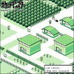  1girl 4boys baseball_cap building commentary_request copyright_name door flower from_above grass hat kounog ledge lowres multiple_boys path pixel_art pokemon pokemon_(game) pokemon_center pokemon_rgby red_(pokemon) shop short_hair sign standing translation_request tree viridian_city walking 